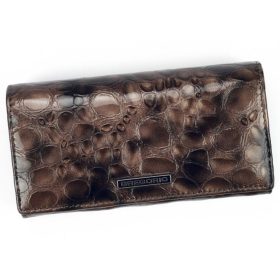    Dámska hnedá lakovaná peňaženka Gregorio s kroko vzorom 16,5 × 9 cm
