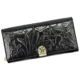    Gregorio veľká, vzorovaná čierna dámska peňaženka 19,5 × 10 cm