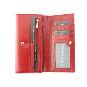    Gregorio veľká tmavomodrá dámska kožená peňaženka 18,5 × 9,5 cm