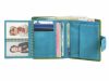  Malá dámska kožená peňaženka Greenburry, mätovo zeleno-modrá