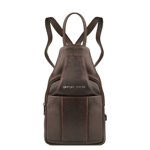  Unisex tmavohnedý kožený batoh Giorgio Carelli