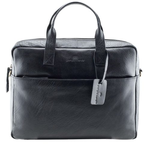  Koža Giorgio Carelli, čierna taška na notebook, bočná taška