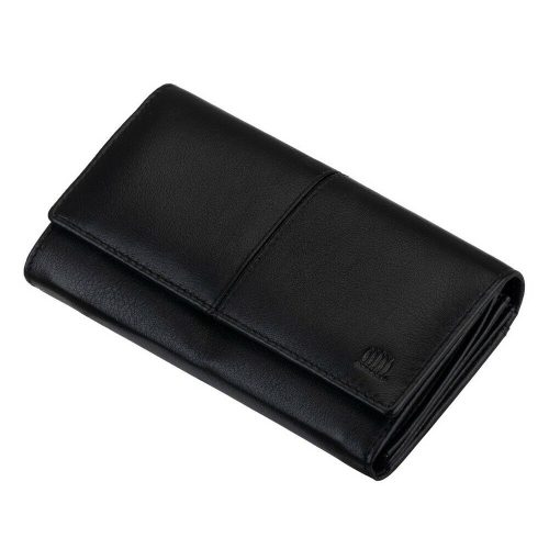  Dámska hodvábna lesklá čierna kožená peňaženka Giorgio Carelli