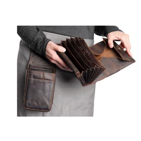    Kožená peňaženka GreenLand Nature tmavohnedá, čašník, kufrík na taxi 17,5 x 10 cm