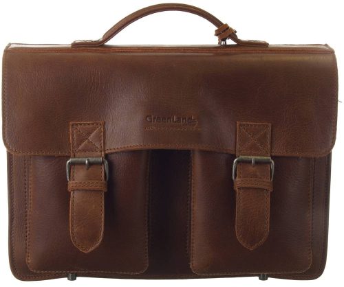  GreenLand Classic unisex kožená aktovka, taška cez rameno 41 x 30 cm