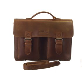    GreenLand Classic unisex kožená aktovka, taška cez rameno 41 x 30 cm