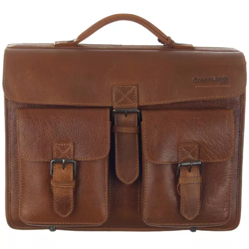  GreenLand Classic unisex kožená aktovka, taška cez rameno 41 x 30 cm