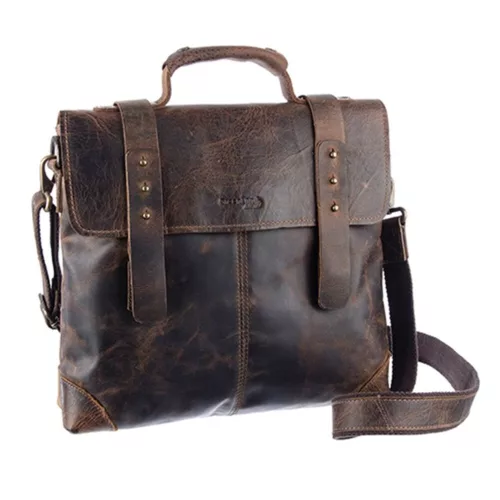  GreenLand Classic unisex kožená taška cez rameno, bočná taška 33 x 30 cm
