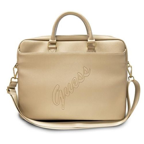  Guess dámska taška na notebook zlatej farby, taška cez rameno, kabelka 15"
