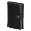  Hide&Stiches čierna kožená vyskakovacia mini peňaženka, držiak na karty 10×7 cm