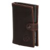  Hide&Stiches tmavohnedá kožená vyskakovacia mini peňaženka, držiak na karty 10×7 cm