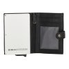  Hide&Stiches čierna kožená vyskakovacia mini peňaženka, držiak na karty 10×7 cm