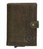  Hide&Stiches tmavozelená kožená vyskakovacia mini peňaženka, držiak na karty 10×7 cm