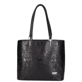    Karen Oliwia čierno-grafitová dámska vláknitá kožená kabelka, taška cez rameno