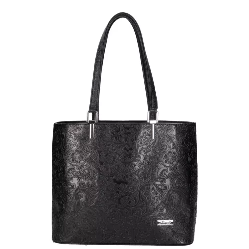  Karen Oliwia čierno-grafitová dámska vláknitá kožená kabelka, taška cez rameno