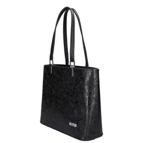    Karen Oliwia čierno-grafitová dámska vláknitá kožená kabelka, taška cez rameno