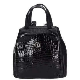    Karen Oliwia čierno-grafitová dámska vláknitá kožená kabelka, taška cez rameno