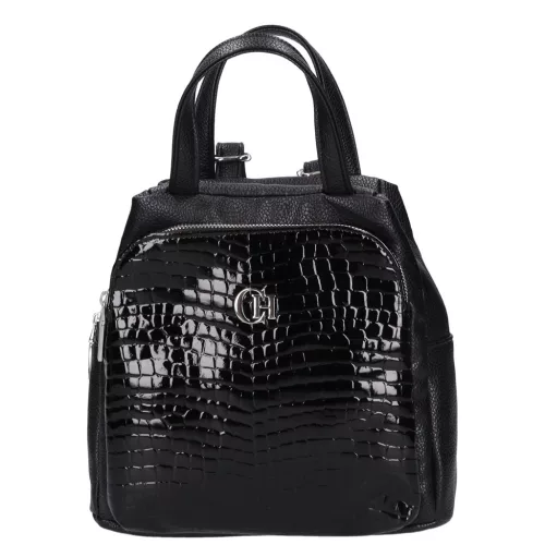  Karen Oliwia čierno-grafitová dámska vláknitá kožená kabelka, taška cez rameno