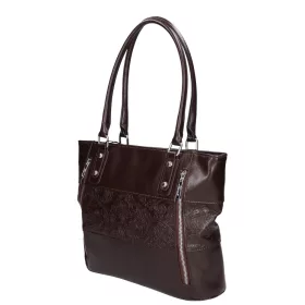    Karen Oliwia čierno-grafitová dámska vláknitá kožená kabelka, taška cez rameno