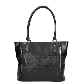    Karen Oliwia čierno-grafitová dámska vláknitá kožená kabelka, taška cez rameno