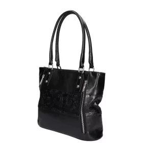    Karen Oliwia čierno-grafitová dámska vláknitá kožená kabelka, taška cez rameno