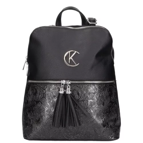  Karen Oliwia čierno-grafitová dámska vláknitá kožená kabelka, taška cez rameno