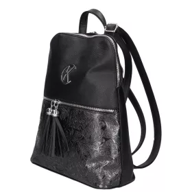    Karen Oliwia čierno-grafitová dámska vláknitá kožená kabelka, taška cez rameno