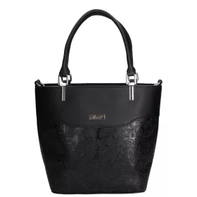    Karen Oliwia čierno-grafitová dámska vláknitá kožená kabelka, taška cez rameno