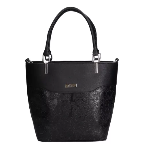  Karen Oliwia čierno-grafitová dámska vláknitá kožená kabelka, taška cez rameno