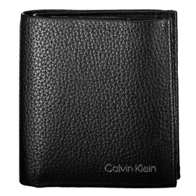    Calvin Klein čierna stojaca kožená peňaženka pánska 11 x 9 cm
