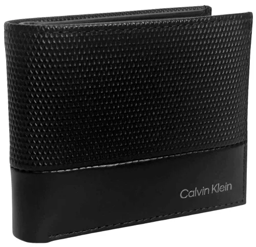  Čierna kožená peňaženka Calvin Klein, pánska RFID 11 x 10 cm