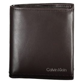    Calvin Klein hnedá stojaca kožená peňaženka pánska 11 x 9 cm