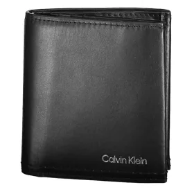    Calvin Klein čierna stojaca kožená peňaženka pánska 11 x 9 cm