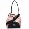  Karen Lauretta ružovo-čierna dámska vláknitá kožená kabelka, taška cez rameno