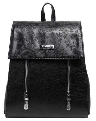  Čierno-kvetinový dámsky ruksak z vláknitej kože Karen Clara