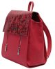  Stredne veľký dámsky kožený ruksak Karen Clara červeno-kvetý