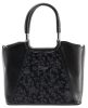  Karen Ranie čierno-kvetinová, dámska kabelka z vláknitej kože, taška cez rameno