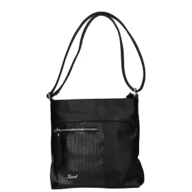    Karen Lena čierna, dámska kabelka z vláknitej kože, taška cez rameno