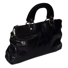    Rialto čierna talianska kožená dámska kabelka s popruhom cez rameno 40 x 12,5 cm