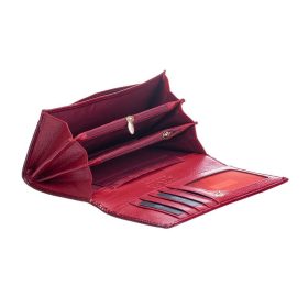    Kroko Mander dámska veľká bordová krokodília vzor lakovaná peňaženka 17 × 9,5 cm