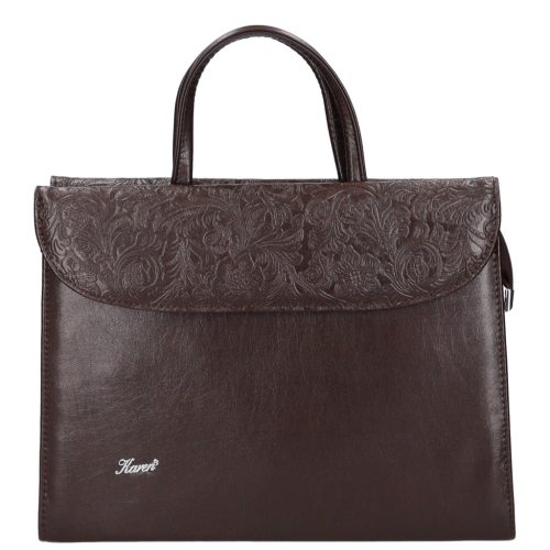  Karen Carla čierno-kvetinová dámska aktovka z vláknitej kože