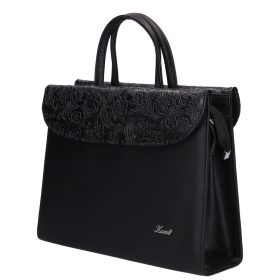    Karen Carla čierno-kvetinová dámska aktovka z vláknitej kože