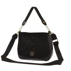    Kvetinový vzor Laura Biaggi, čierna dámska kabelka, taška cez rameno