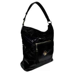    Prešívaná čierna dámska kabelka Laura Biaggi, taška cez rameno