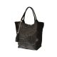  Kroko vzor Laura Biaggi, čierna dámska kožená kabelka cez rameno, shopper