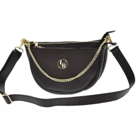    Laura Biaggi čierna dámska kožená kabelka, taška cez rameno