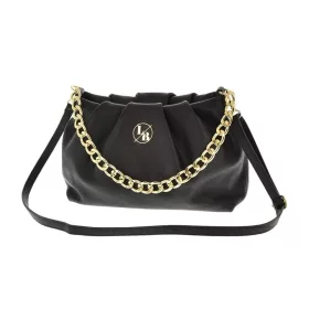    Laura Biaggi čierna dámska kožená kabelka, taška cez rameno