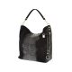  Kroko vzor Laura Biaggi, čierna dámska kožená kabelka cez rameno, shopper