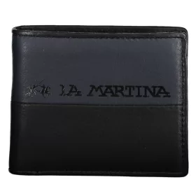    La Martina šedo-čierna luxusná kvalitná kožená peňaženka pánska 12 x 10 cm