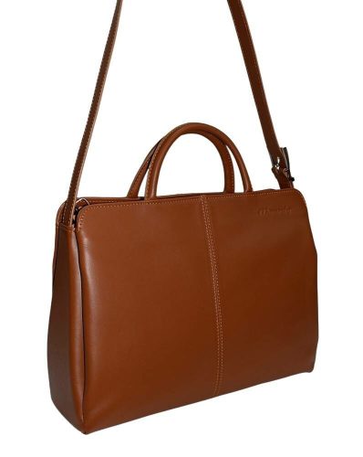  Dámska kožená kabelka a taška cez rameno Monarchy Rosalina koňakovej farby 34x24cm